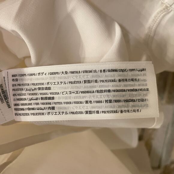 Abercrombie & Fitch XS Petite Camille Dress | Ivory Satin, Smocked Back, Bridal - Picture 11 of 14